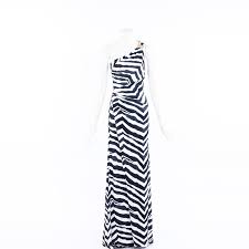 Emilio Pucci Zebra Print One Shoulder Maxi Dress Sz 40 Ebay
