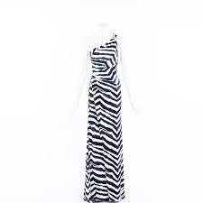 emilio pucci zebra print one shoulder maxi dress sz 40 ebay