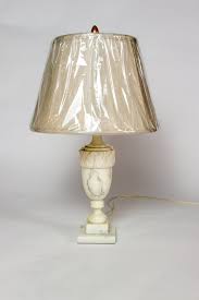 11w x 2 3/4d x 7 1/2h. Medium Alabaster Table Lamp With Shade Appleton Antique Lighting
