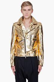 John Galliano Gold Leather Jacket Leather Jacket Men Bold Fashion Metallic Gold Leather