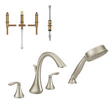 Be sure to visit our website at www.moen.ca. Moen Eva 2 Handle Deck Mount Roman Tub Faucet With Handshower In Brushed Nickel Valve Included T944bn 9792 The Home Depot
