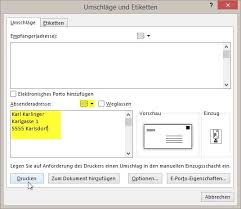 Check spelling or type a new query. Word Briefumschlag Absender Voreinstellen