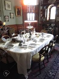 For sale is a good quality carolean revival solid oak extending dining table and eight chairs (6+2). Victoria British Columbia Apr 9 2011 Dining Room Table Is Stock Photo Picture And Royalty Free Image Image 34547156
