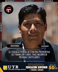 El fiscal departamental de La Paz, Luis Carlos Torrez, anunció que  solicitarán la revocatoria de las medidas cautelares del exgerente de  Emapa, Franklin Flores, para pedir su detención preventiva por seis meses,