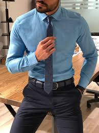 Buy Slim Fit Cotton Shirt Turquoise By Gentwith Com With Free Shipping In 2020 Business Casual Men Business Casual Men Work Mens Casual Outfits