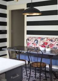 Black And White Striped Wallpaper Living Room Black And White Striped Wallpaper With Floral Accents Dining Room Wallpaper Home Decor Wallpaper Living Room