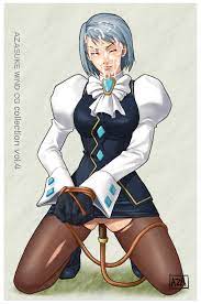 1girls ace attorney azasuke blush bondage censored closed eyes  cum facial franziska von karma gyakuten saiban highres insertion karuma mei  kneeling no panties pantyhose pubic hair skirt torn clothes
