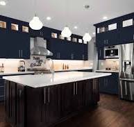 Gabinetes De Cocina De Madera Con Marco Azul Marino ...