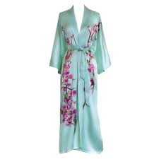 Handpainted Cherry Blossom Kimono Robe Silk Dressing Gown Silk Kimono Silk Kimono Robe