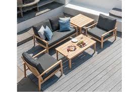 Meubles de jardin en teck. Fauteuil De Jardin En Bois Avec Coussin Gris Fonce Haut De Gamme