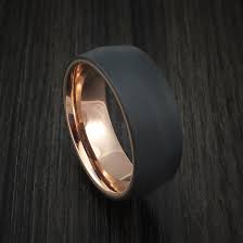 Black Zirconium Ring With 14k Rose Gold Sleeve Custom Made Band Black Zirconium Ring Gold Topaz Engagement Ring Mens Wedding Rings