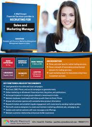 Post this financial manager job description job ad to 18+ free job boards with one submission. Hurry A Well Known Financial Services Provider Is Recruiting For Sales And Marketing Manager Sales And Marketing Marketing Manager Recruitment Advertising
