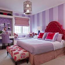 Dual tones are set in contrasting hues or shaded effects. Purple Striped Bedroom Walls Design Ideas