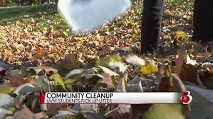 College students cleaning up in their community