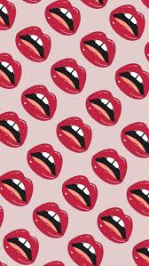 Red glossy lips sticker overlay with a white border design element. Lips Pink Vsco Wallpapers Wallpaper Cave
