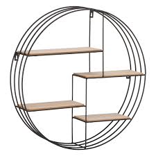 From clear glass to distressed metal, we stock a variety of trendy and traditional colours and materials to fit your design scheme. Metal Circle Wooden Shelf Unit