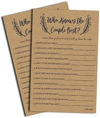 Use these discussion questions to break the ice at a dinner party. Amazon Com Who Knows The Couple Best Kraft 50 Sheets Rustic Bridal Wedding Shower Or Bachelorette Party Game Who Knows The Bride Best Couples Guessing Question Pack Engagement Large Sheet Size Home
