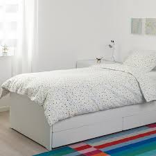You could fit so much under this bed. Slakt Bed Frame W Pull Out Bed Storage White Twin Ikea