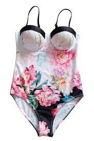 Iyasson White Floral Print Tummy Control Swimwear Floral One Piece Swimsuit Tummy Control Swimwear Swimwear