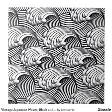 Black And White Ocean Wave Pattern Vintage Japanese Waves Black And White Ceramic Tile Zazzle Com Japanese Waves White Ceramic Tiles Vintage Japanese