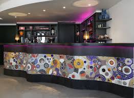 Comptoir De Bar En Mosaique Et Chene Massif Bar Bar Restaurant Comptoir De Bar