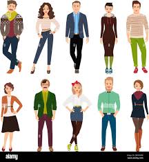 Handsome cute cartoon young fashion people isolated on white background.  Casual wear men and women vector illustration Stock Vector Image & Art -  Alamy