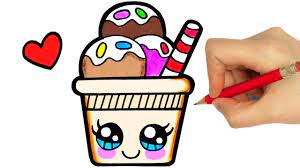 This is a cute chocolate ice cream cone. How To Draw A Cute Ice Cream And Coloring Draw Cute Things Easy Youtube