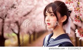 A woman with hope: cherry blossoms and women