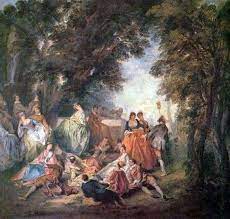 Description of the painting by Antoine Vatto “Society in the Park” ❤️ -  Watteau Antoine