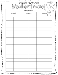 Free Printable To Record Weather Conditions Track Weather In Up To Three Different Locations Around The World Gre World Weather Weather Science Science Units