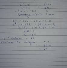 What are the three consecutive positive integers? The Product Of Two Consecutive Integers Os 3906 Find The Integers Brainly In