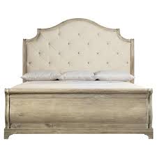 Can be made in other colors such as tan, gray, black. Scarlett Rustic Lodge White Upholstered Tufted Light Wood King Sleigh Bed King Kathy Kuo Home