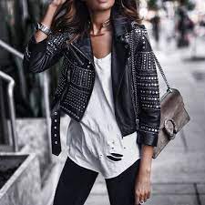 Fashionedchic Jacket Nour Hammour Also Available Here Shirt Lush Jeans Lovers Friends Shoes S Fashion Leather Jacket Outfits Studded Leather Jacket