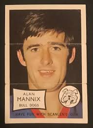 1970 SCANLENS VFL MINI POSTER FEATURING ALAN MANNIX FOOTSCRAY EXCELLENT  COND.