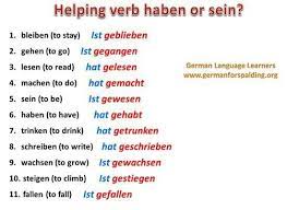 Helping Verb Haben Or Seien German Language Learning German Language Learn German