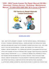 Toyota camry 1999 service repair manual (rm654u) pdf. 2003 2008 Toyota 4runner Diy Repair Manual 23 By Tennie Simone Issuu