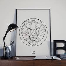 Zodiac Wall Art Leo Sign Astrology Symbols Digital Print Geometric By Alcateia Art Constellations Art Print Dorm Wall Art Astrology