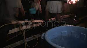 Kurama Fire Festival Torch Water Extinguish Japan Stock Footage Festival Torch Kurama Fire Fire Festival Fire Festival
