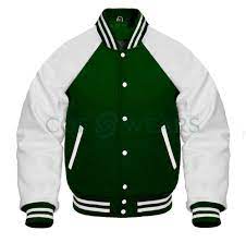 Varsity Letterman Forest Green Wool Genuine White Leather Raglan Sleeve Jacket Cofwears Varsityja Raglan Sleeve Jacket Leather Sleeve Jacket Varsity Jacket