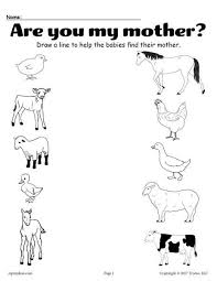 Printable Animal Matching Worksheet Mother And Baby Animals Animal Activities For Kids Animal Crafts Preschool