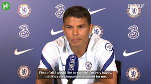 Thiago silva is set to stay at chelsea for another season after leading the blues to champions league glory. Video Thiago Silva S First Press Conference At Chelsea