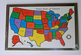 Vintage Map Of The United States Wooden Puzzle Homeschooling Unbranded Wooden Puzzles Map Puzzle Vintage Map