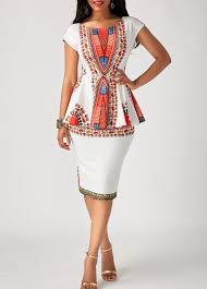 Cap Sleeve Tribal Print Peplum Waist Dress Rosewe Com Usd 30 61 In 2020 African Fashion African Clothing Fashion
