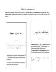 Fallacy Study Guide Fallacy Study Guide Flash Cards Create Flash Cards To Help You Study For The Fallacy Quiz In Topic 4 By Filling In A Definition Course Hero