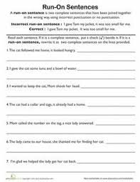 Work On Writing Run On Sentences Run On Sentences Third Grade Writing Grammar Worksheets