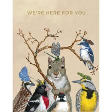 We're Here for You by Vicki Sawyer, Birds Wearing Hats, Encouragement  Notecard