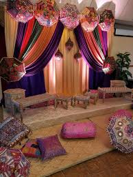 Mehndi And Sangeet Event Decorations Indian Inspired Decorations At Sansar In Desi Wedding Decor Indian Inspired Decor Wedding Background Decoration