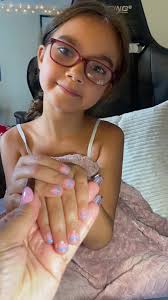 Back to school nails for my baby girl 💙✨ #nails #manicure #kidmanicur...