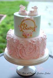 Pink And Mint Baby Shower Cake Gold Baby Shower Cake Pink Baby Shower Cake Baby Shower Cakes
