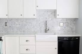 marble hexagon tile backsplash